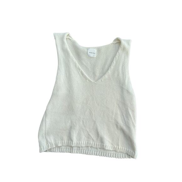 Anine Bing Women's White V-Neckline Sleeveless Knit Tank Top Size Small - Picture 2 of 8